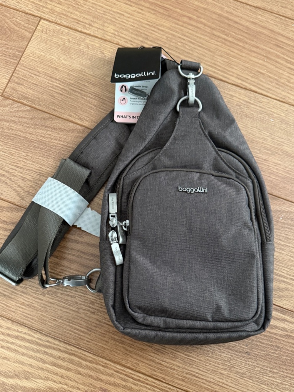 Baggallini Charcoal Securtex Anti-Theft Daytripper Sling Bag